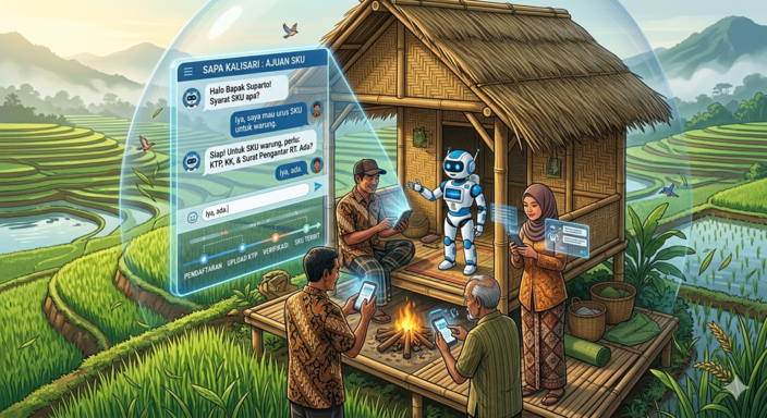 Transformasi Digital Desa Kalisari: Urus Surat Keterangan Usaha (SKU) Kini Semudah Chatting di Gubuk Sawah
